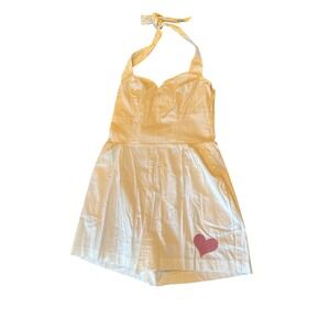 Disney The Dress Shop White Halter Romper Unicorn & Glitter Heart Embroidery M